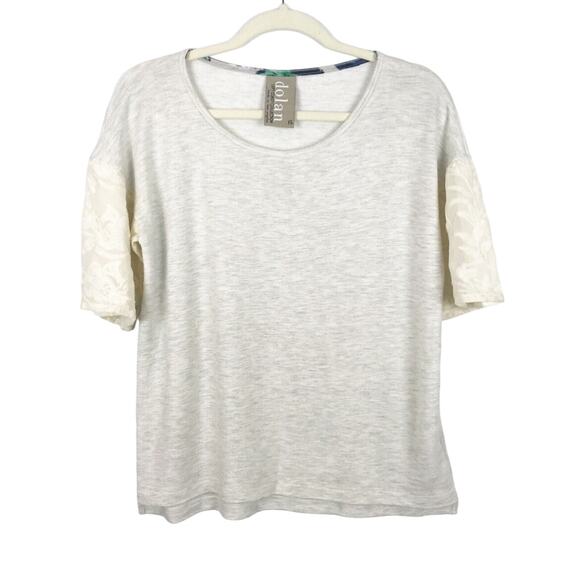 Anthropologie Dolan Women's Dolan Left Coast Lace Lantern Top Gray Cream Size XS - Picture 2 of 10